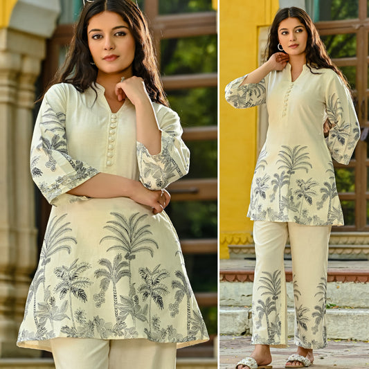 Elegant Printed Co-ord Set in Cotton Flex